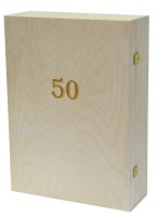 Krabička dřevěná na 3 láhve vína přírodní gravírování roky 50