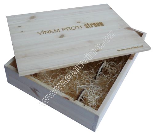 Bedna na 6 vín gravírování Vínem proti stresu