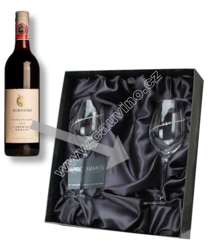 Krabička na víno + 2 skleničky 360ml Swarovski